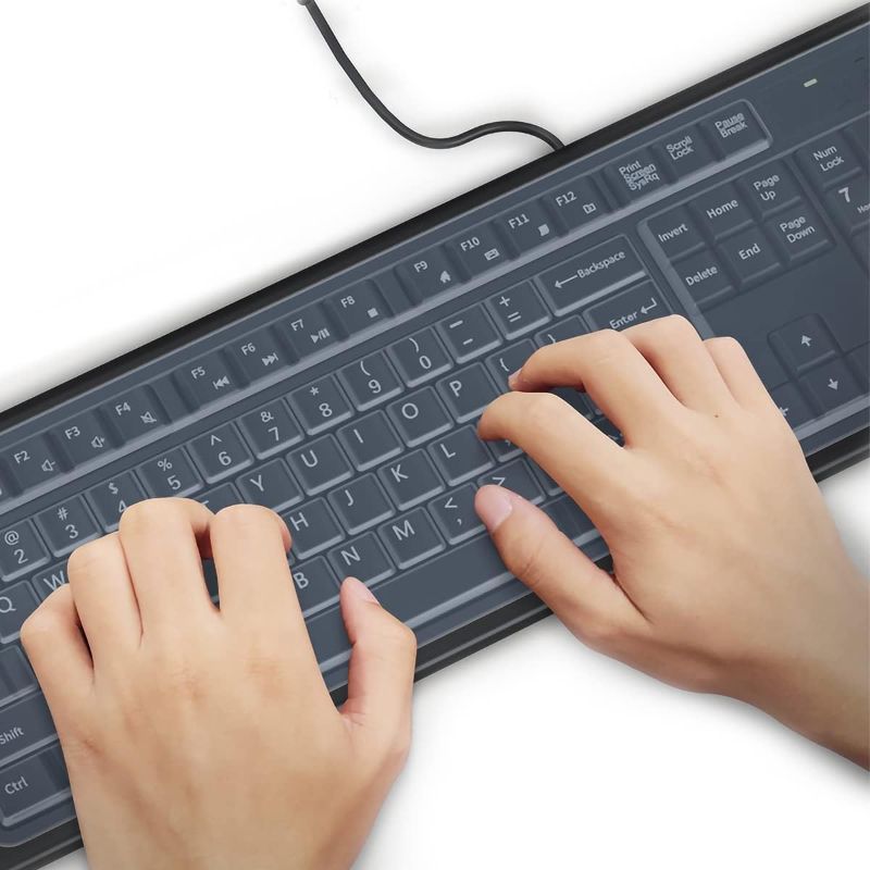 Photo 1 of (1 Pack) Universal Clear Anti-Dust Keyboard Skin Protector Cover for 104/107 Keys Standard Desktop Keyboard Reusable Waterproof Keyboard Cover
