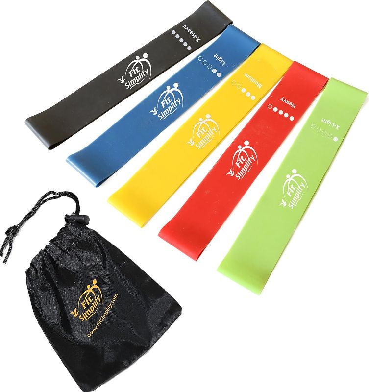 Photo 1 of Fit Simplify Resistance Loop Exercise Bands with Instruction Guide and Carry Bag, Set of 5
