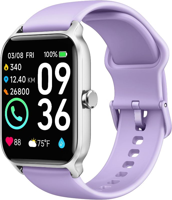 Photo 1 of Woneligo Smart Watch for Women Bluetooth 5.0 Call,1.8" Womens Watches,Alexa Built-in,[24H Heart Rate Sleep Blood Oxygen Monitor],5ATM Waterproof,100 Sports Modes Watches for iOS&Android Phones Purple
