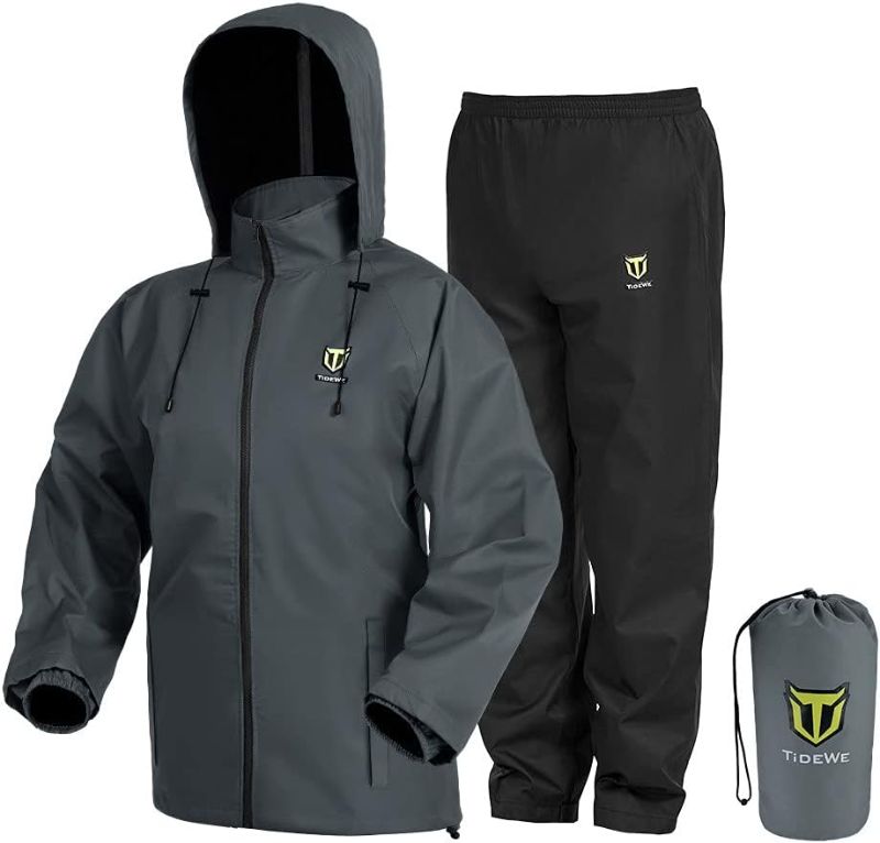 Photo 1 of TIDEWE Rain Suit, Waterproof Breathable Lightweight 2 Pieces Rainwear

