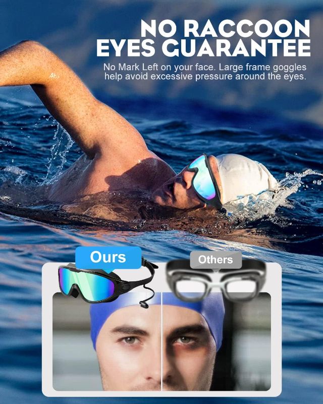 Photo 3 of Rantizon Swim Goggles 2 Pack, Wide View Anti Fog&UV Swimming Goggles for Audlt, No Leaking Swim Glasses for Men Women Youth
