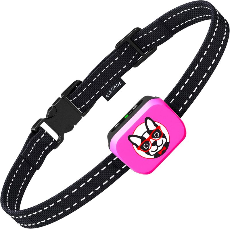 Photo 1 of Small Dog Bark Collar Rechargeable – Smallest Bark Collar for Small Dogs 5-15lbs - Most Humane Stop Barking Collar - Dog Training No Shock Anti Bark Collar - Pet Bark Control Device (Pink)

