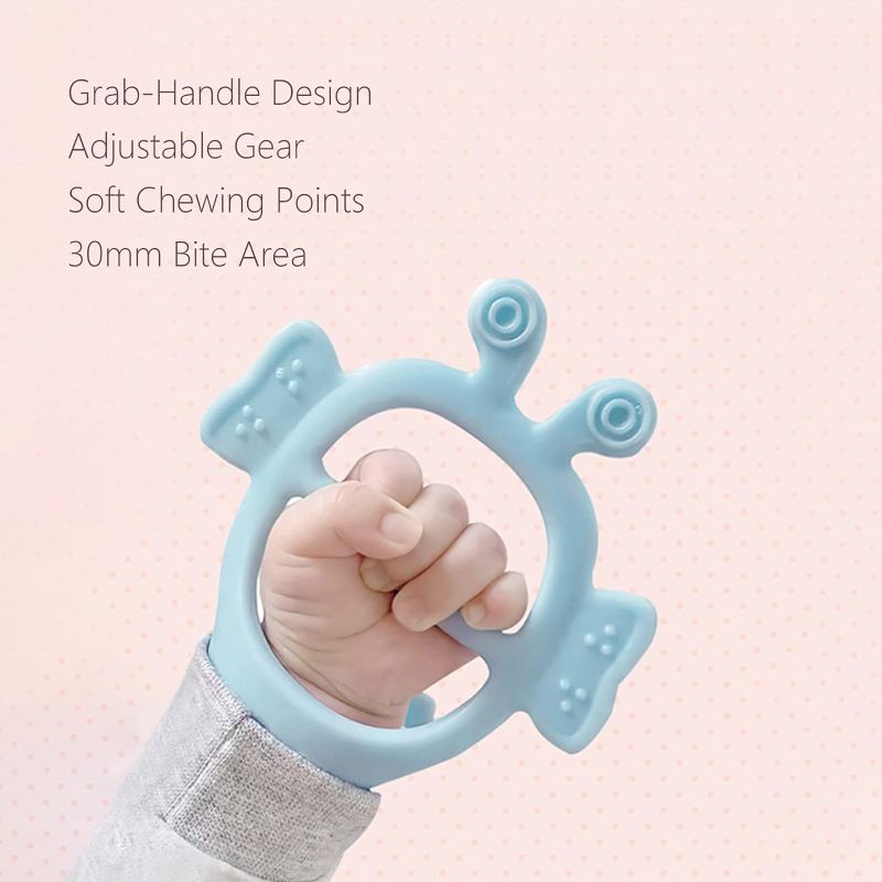 Photo 1 of Adjustable Baby Wrist Teethers for Babies Never Drop Silicone Baby Teething Toys for 0 6 12 Months Infants Toddlers Baby Chew Toys for Sucking Needs (Bee-Pink+Brown) 2 pack