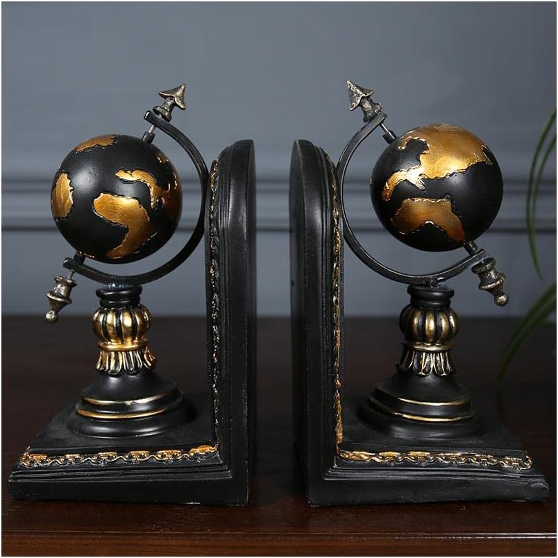 Photo 1 of American Globe Bookends to Hold Books Heavy Duty Vintage Decorative Book Ends for Shelves Library Office School Supplies Book Organize
