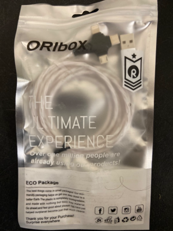 Photo 1 of oribox 3-in-1 Hybrid USB-C + USB + Micro USB + Lightning [Apple MFi Certified] 6ft Cable, Fast Charging & Data Transfer Compatible for iPhone 14/13/12/Pro Max/Pro, Samsung S23/S22 & More [white] 15178