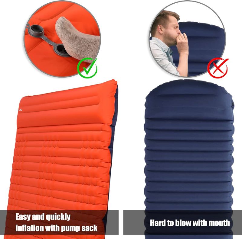 Photo 2 of Camping Sleeping Pad, Extra Thickness 4 Inch Inflatable Sleeping Mat Lightweight Waterproof