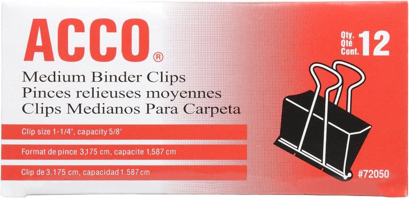 Photo 3 of ACCO Binder Clips, Medium, Black, 12 per Box, (72062)
