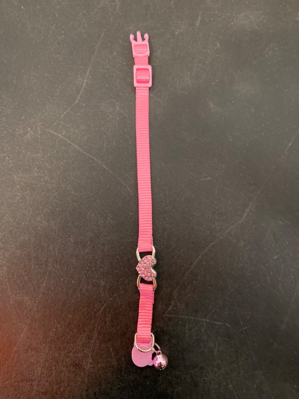 Photo 1 of Pink Dog Collar, Adjustable Pet Collar with 5 Adjustable Eyelets to Fit Dog's Neck, with D Ring and Sparkling Diamond Heart Decoration for Small to Medium Dogs