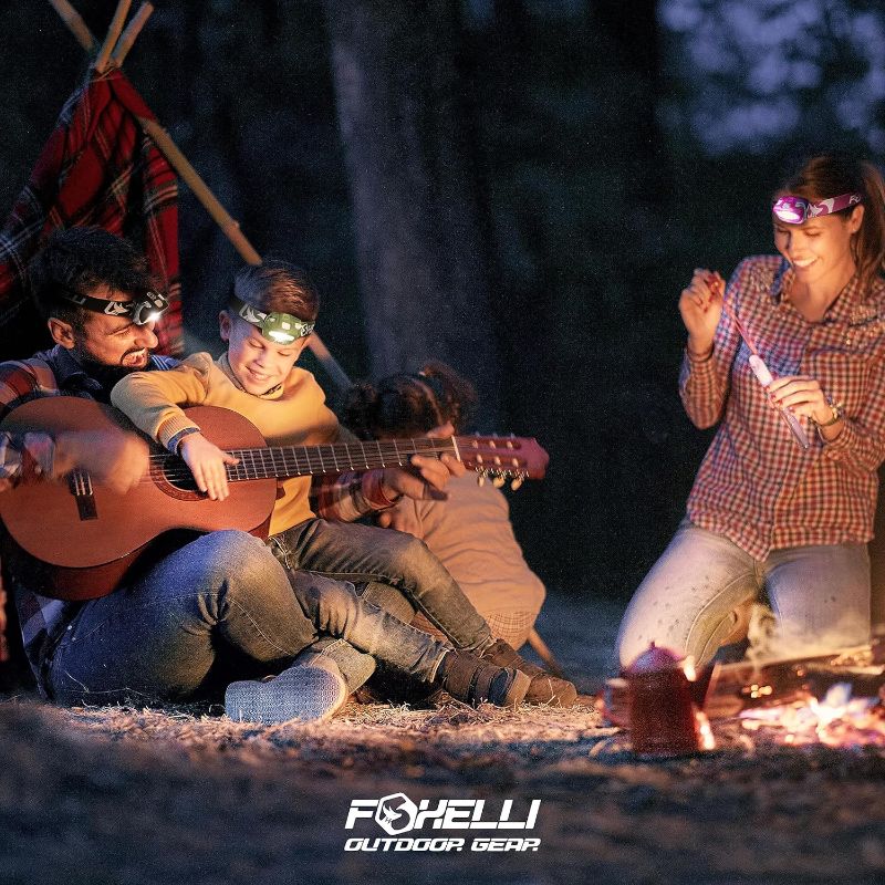 Photo 1 of Foxelli LED Headlamp Bundle of 2 - Spotted & Forest: Waterproof, White & Red Light, Comfortable Band, 3 AAA Batteries Included
