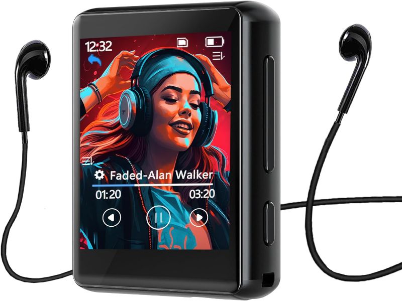 Photo 1 of AIMOONSA -  MP3 Player with Bluetooth 5.3, Full Touch Screen Portable Music Player with FM Radio, HD Speaker, HiFi Sound, Voice Recorder, Earphones Included
