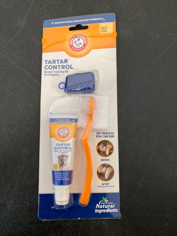 Photo 4 of Arm & Hammer for Pets Tartar Control Kit for Dogs | Contains Toothpaste, Toothbrush & Fingerbrush | Reduces Plaque & Tartar Buildup | Safe for Puppies, 3-Piece , Beef Flavor
