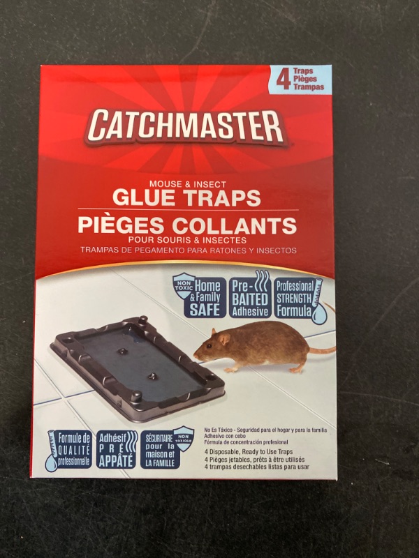Photo 1 of CATCHMASTER -  Mouse & Insect Glue Traps 4 Pk, Adhesive Rodent & Bug Catcher, Pre-Scented Mouse Traps Indoor for Home, Sticky Glue Traps for Mice and Insects, Pet Safe Pest Control for House & Garage
