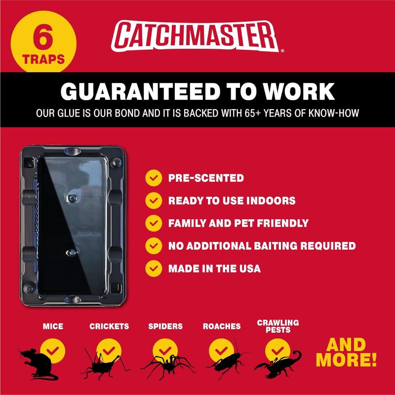 Photo 2 of CATCHMASTER -  Mouse & Insect Glue Traps 4 Pk, Adhesive Rodent & Bug Catcher, Pre-Scented Mouse Traps Indoor for Home, Sticky Glue Traps for Mice and Insects, Pet Safe Pest Control for House & Garage
