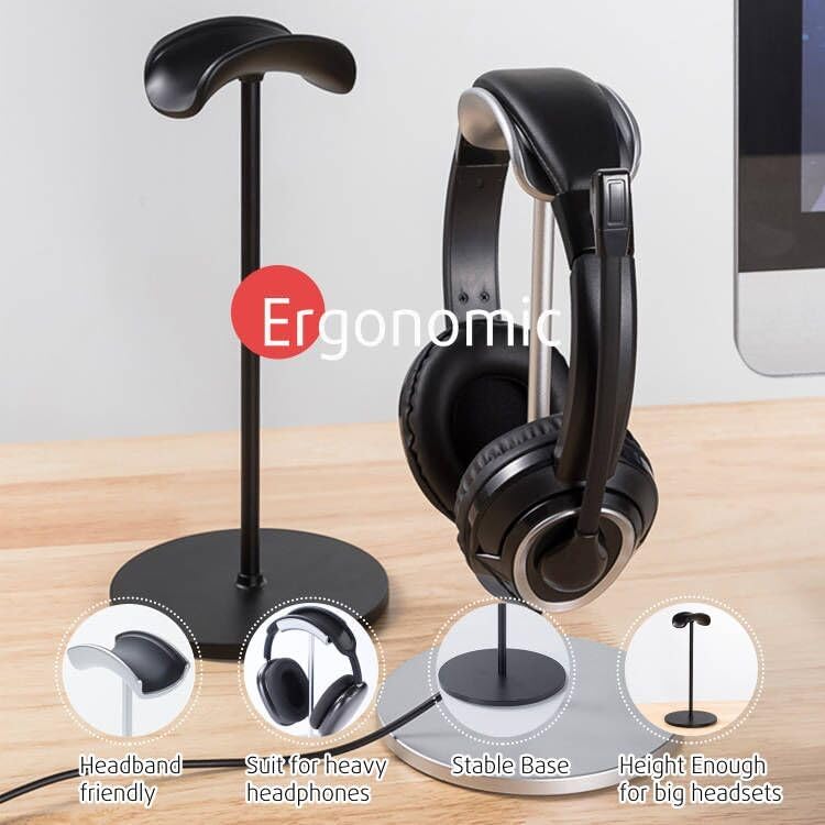Photo 4 of FAST -  Headphone Stand for Desk, Headset Stand Anti-Slip Earphone Stand Holder for Apple, Bose, Sony, Philips, Sennheiser, Beats Gaming Over-Ear Headphones - Black
