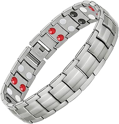Photo 1 of Feraco Magnetic Bracelets for Men Arthritis & Joint, Titanium Steel Magnetic Bracelet with Double Rows Effective 4 Elements Magnets for Natural Healing & Pain Relief, Health Gifts
