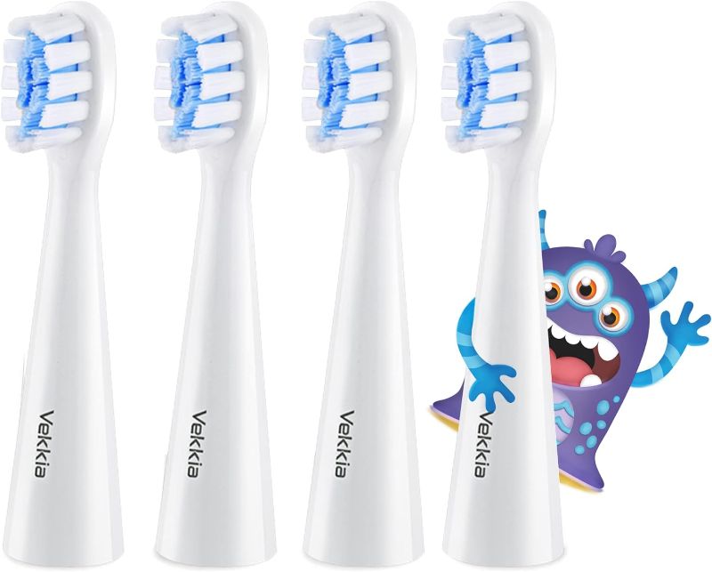 Photo 1 of Vekkia Three Eyes Electric Toothbrush Replacement Heads - 7X More Plaque Removal, End-Rounded 3D Curved Soft Bristles, Comfortable & Efficient Clean Teeth, Perfect for Kid Small Mouth
