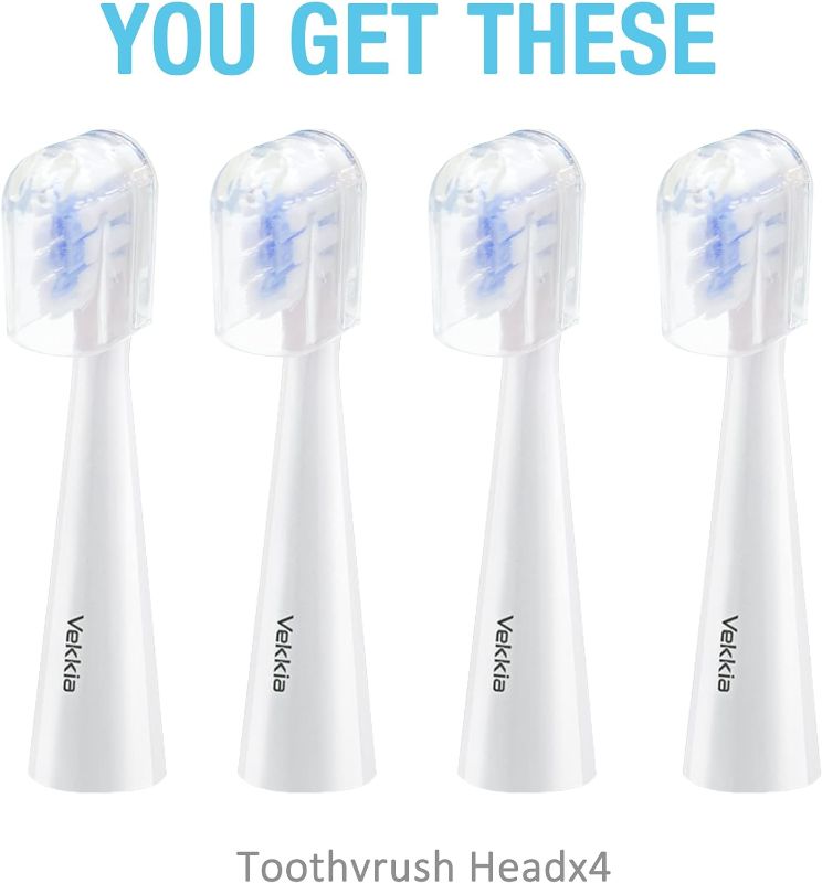 Photo 2 of Vekkia Three Eyes Electric Toothbrush Replacement Heads - 7X More Plaque Removal, End-Rounded 3D Curved Soft Bristles, Comfortable & Efficient Clean Teeth, Perfect for Kid Small Mouth
