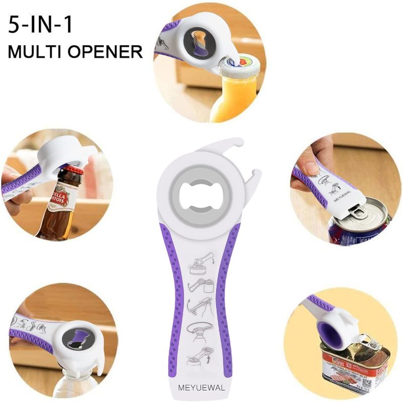 Photo 3 of Latest Jar Opener Bottle Opener for Weak Hands, 6 in 1 Multi Function Can Opener Bottle Opener Kit with Silicone Handle Easy to Use for Children, Elderly and Arthritis Sufferers(JAR-Blue3.0)
