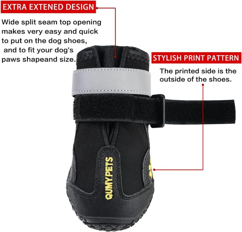 Photo 2 of QUMY Dog Shoes for Large Dogs, Medium Dog Boots & Paw Protectors for Winter Snowy Day, Summer Hot Pavement, Waterproof in Rainy Weather, Outdoor Walking... - SIZE 7
