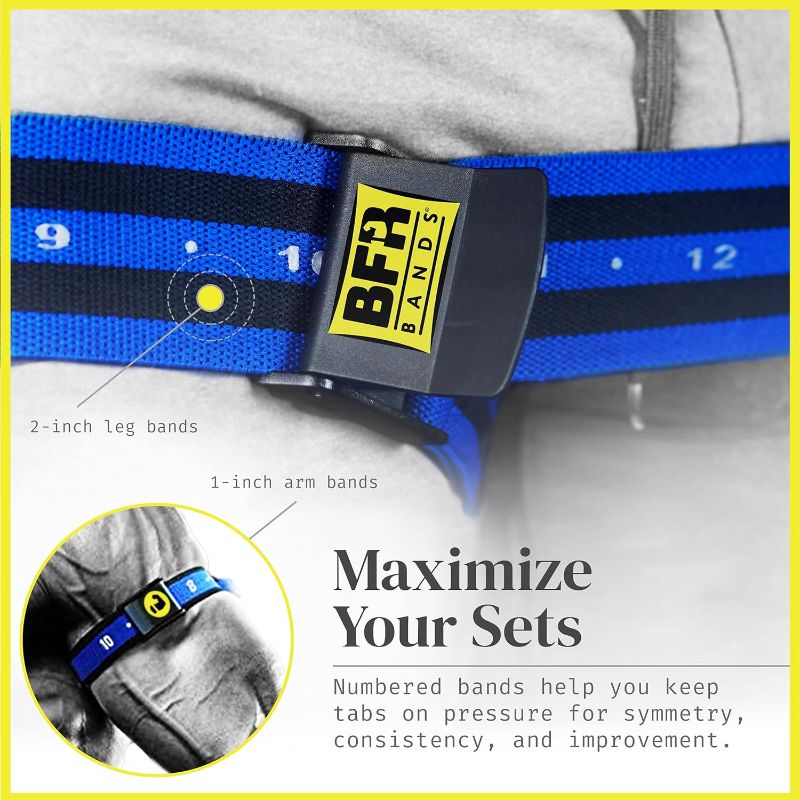 Photo 3 of 2 PACK BFR BANDS Blood Flow Restriction Bands for Arms Legs Glutes Occlusion Training, Gain Muscle Without Heavy Weight Lifting, Quick-Release Elastic Strap
