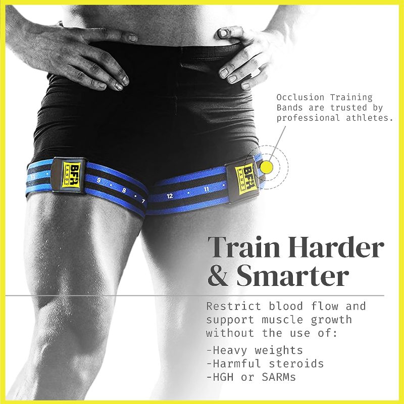 Photo 4 of 2 PACK BFR BANDS Blood Flow Restriction Bands for Arms Legs Glutes Occlusion Training, Gain Muscle Without Heavy Weight Lifting, Quick-Release Elastic Strap
