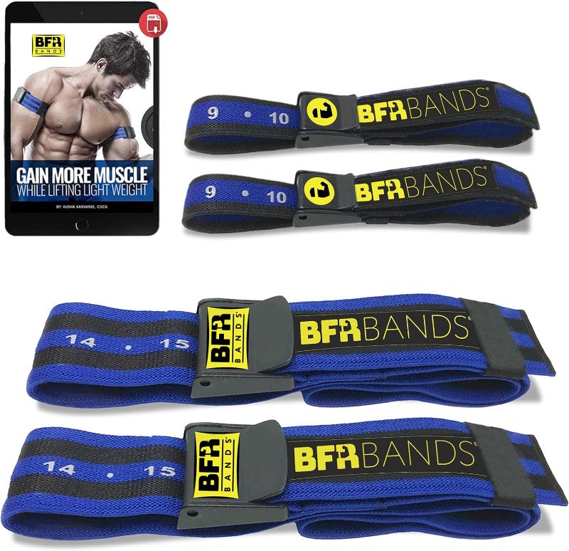 Photo 1 of 2 PACK BFR BANDS Blood Flow Restriction Bands for Arms Legs Glutes Occlusion Training, Gain Muscle Without Heavy Weight Lifting, Quick-Release Elastic Strap

