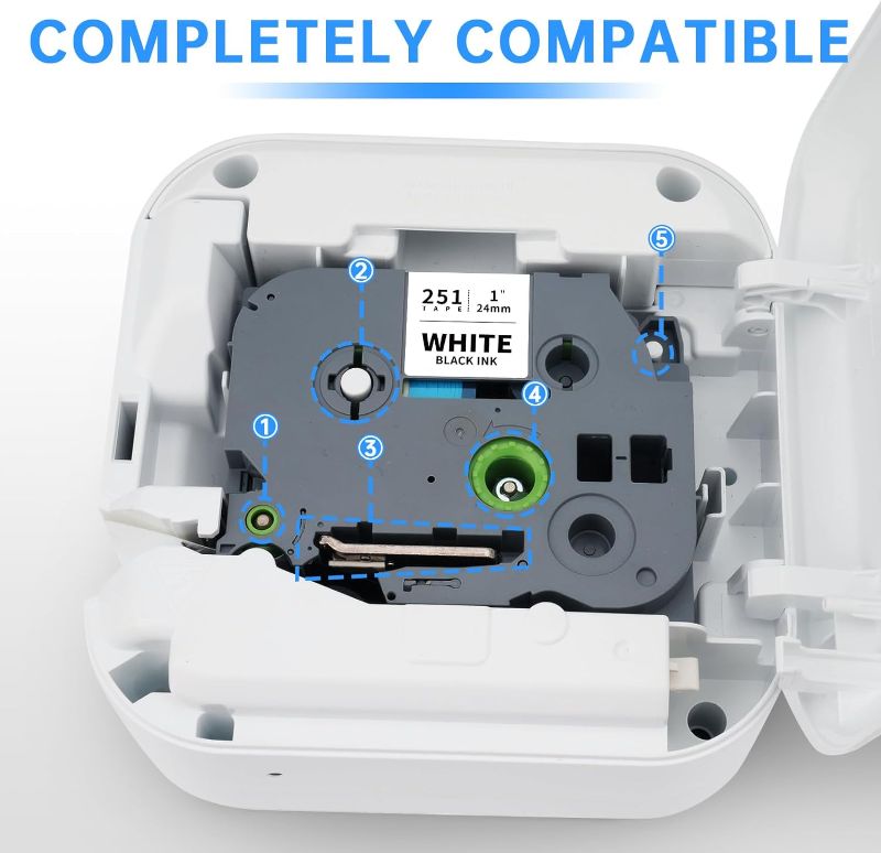 Photo 3 of Unismar 24mm 0.94'' Label Tape Compatible for Brother TLaminated White 1 Inch Tape for Ptouch  White, 3-Pack
