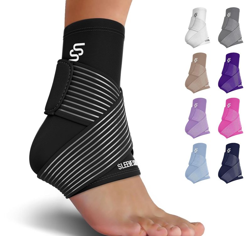 Photo 1 of Sleeve Stars Ankle Brace for Women & Men, Achilles & Plantar Fasciitis Relief Compression Sleeve, Foot Brace with Ankle Support Strap, Heel Protector Wrap for Pain, Tendonitis & Sprain (Single/Black)
