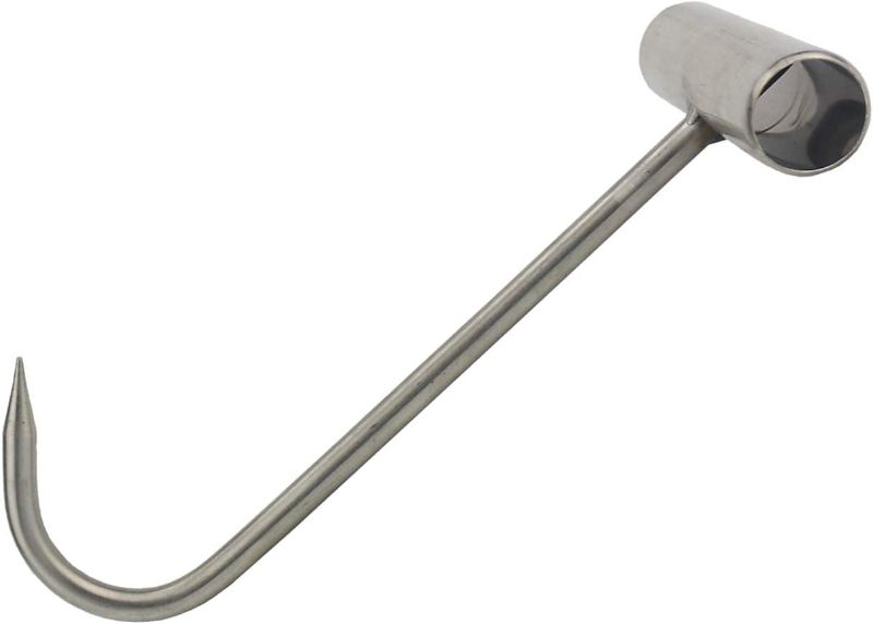 Photo 2 of Tinsow 2pcs Stainless Steel T Hooks T-Handle Meat Boning Hook for Kitchen Butcher Shop Restaurant BBQ Tool
