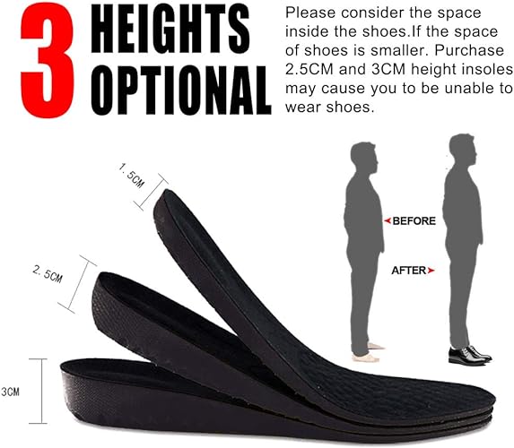 Photo 2 of Bacophy Height Increase Shock Absorption Sports Insoles for Men and Women, Cushion Shoes Insoles Heel Insert Comfort Breathable Soft Shoe Lifts Make You Taller

