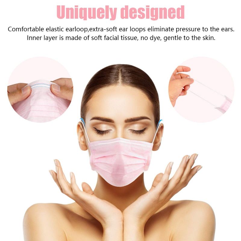 Photo 2 of Borje Disposable Face Mask, 100 PCS 4 Variety Color Masks, 3 Ply Protection Face Masks
