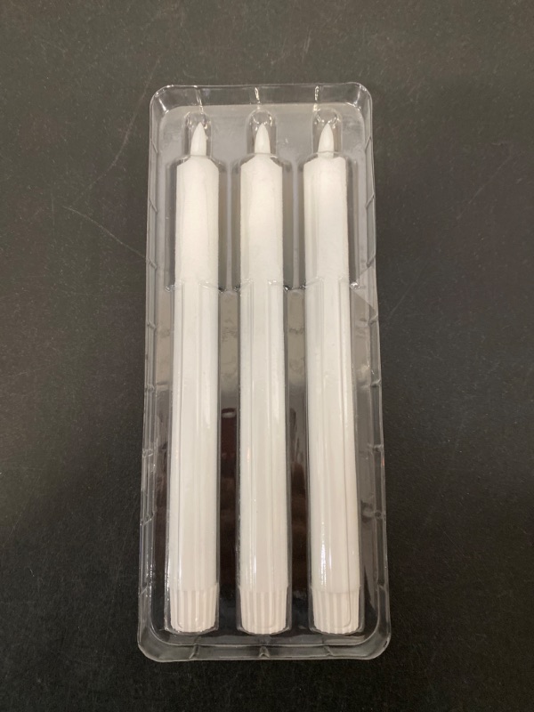 Photo 1 of GenSwin 3 PC Flameless Ivory Taper Candles Flickering with 10-Key Remote, Battery Operated Led Warm 3D Wick Light Window Candles Real Wax Pack of 3, Christmas Home Wedding Decor
