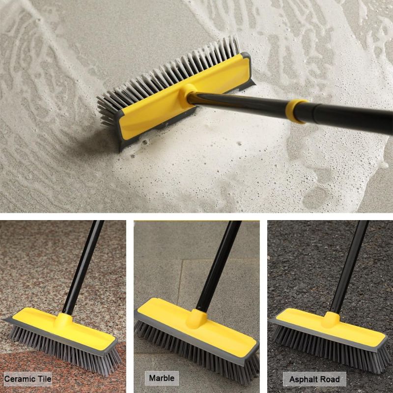 Photo 2 of Floor Scrub Brush with 60” Long Handle,2 in 1 Scrape Brush Broom with Stiff Bristles,Deck Scrub Brush,Shower Scrubber for Cleaning Patio Bathroom Grout Garages
