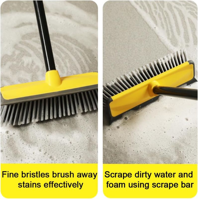 Photo 4 of Floor Scrub Brush with 60” Long Handle,2 in 1 Scrape Brush Broom with Stiff Bristles,Deck Scrub Brush,Shower Scrubber for Cleaning Patio Bathroom Grout Garages
