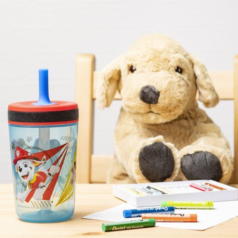 Photo 2 of Zak Designs Kelso Tumbler Set (Paw Patrol - Chase & Marshall Toddlers Cups Non-BPA Leak-Proof Screw-On Lid with Straw Made of Durable Plastic and Silicone, Perfect Baby Cup for Kids
