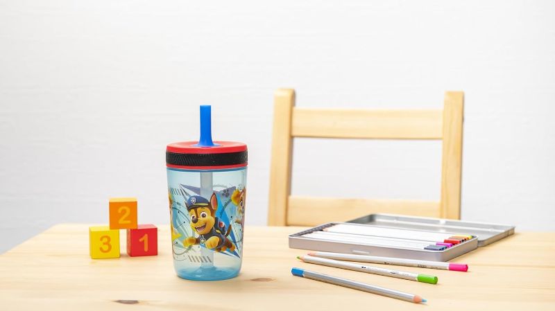 Photo 3 of Zak Designs Kelso Tumbler Set (Paw Patrol - Chase & Marshall Toddlers Cups Non-BPA Leak-Proof Screw-On Lid with Straw Made of Durable Plastic and Silicone, Perfect Baby Cup for Kids
