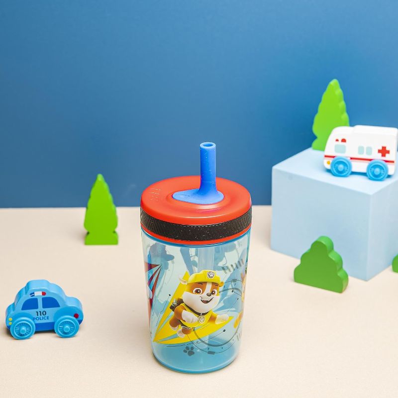 Photo 1 of Zak Designs Kelso Tumbler Set (Paw Patrol - Chase & Marshall Toddlers Cups Non-BPA Leak-Proof Screw-On Lid with Straw Made of Durable Plastic and Silicone, Perfect Baby Cup for Kids
