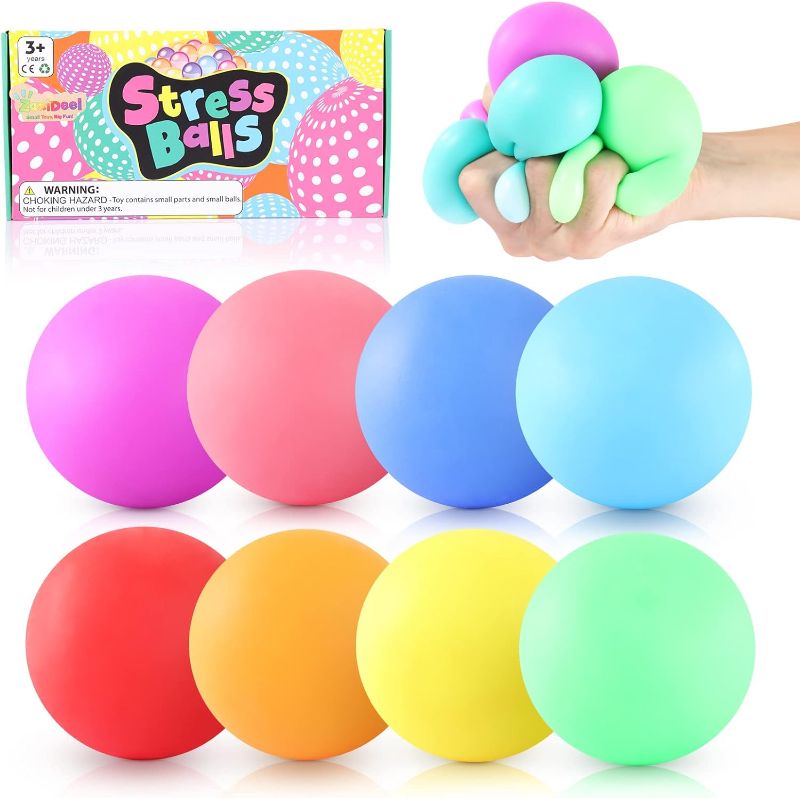 Photo 1 of BEYOND INNOVENTIONS - Sticky Sensory Stress Ball 8 Pack, Squeeze Ball Stretchy Fidget Ball for Anxiety Stress Relief, ADHD Autism Sensory Fidget Toys for Hand Therapy
