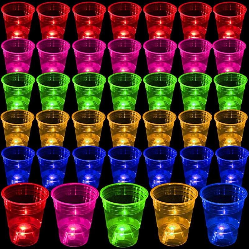 Photo 1 of LLKMDSS Plastic 40 Pcs Glowing Party Cups for Indoor Outdoor Party,Cups Favors Supplies,5 Bright Multi-Color Glow in the dark Neon Party,Birthday Party,Beach Party,Holidays decoration
