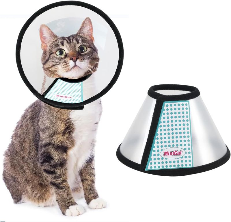 Photo 1 of MintCat Cat Cone, Protective Cat Cones After Surgery, Elizabethan Collar Pet Cones for Cats Kittens, Cat Neck Cone Pet Recovery Collar to Stop Licking
