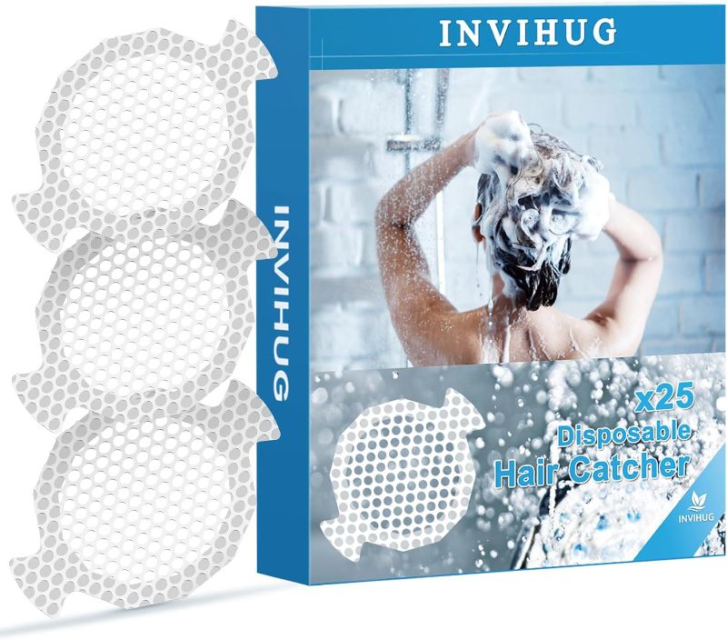 Photo 1 of INVIHUG, 25 Pack, Disposable Shower Drain Hair Catcher Mesh Stickers
