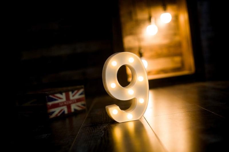 Photo 2 of Foaky Decorative Led Light Up Number, Light Up Number Sign for Night Light Wedding Birthday Party Christmas Home Bar Decoration Number(9)
