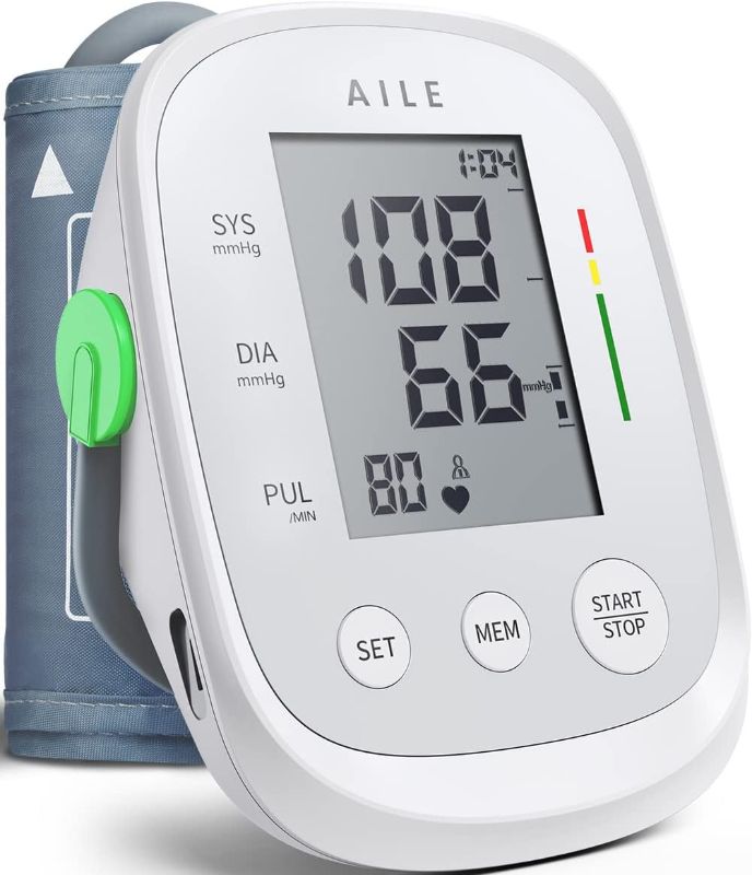 Photo 1 of Blood Pressure Monitor,AILE Blood Pressure Machine Upper Arm Large Cuff(8.7"-16.5" Adjustable),Automatic high Blood Pressure Cuff for Home use (White)
