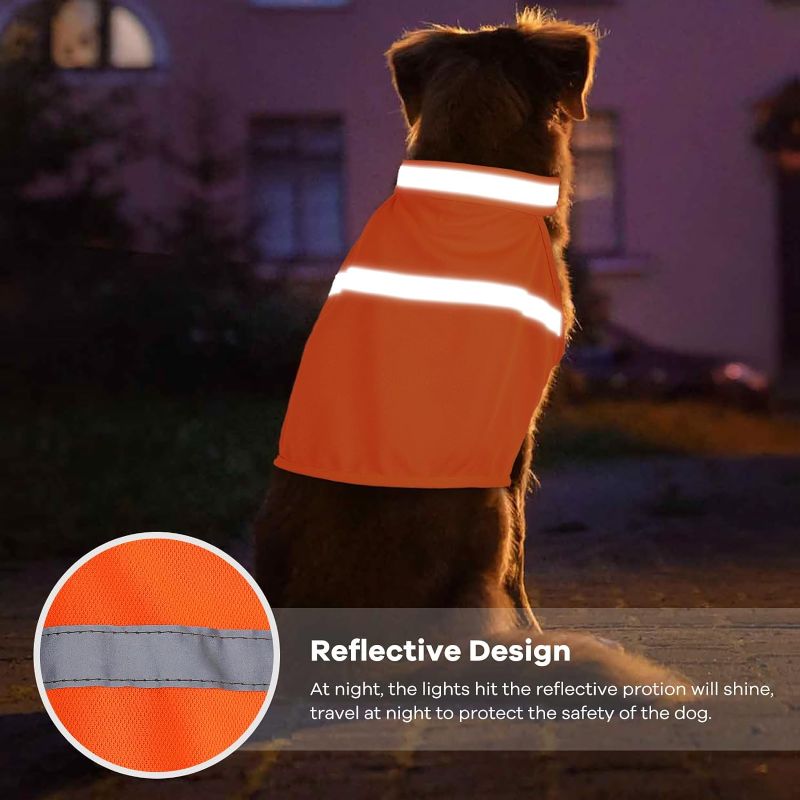 Photo 3 of Dog Jacket High Visibility Safety Reflective Dog Vest for Small Medium Large Dogs (Large, Orange)
