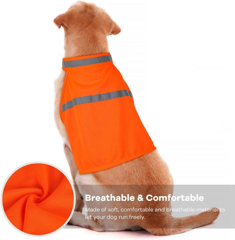 Photo 2 of Dog Jacket High Visibility Safety Reflective Dog Vest for Small Medium Large Dogs (Large, Orange)

