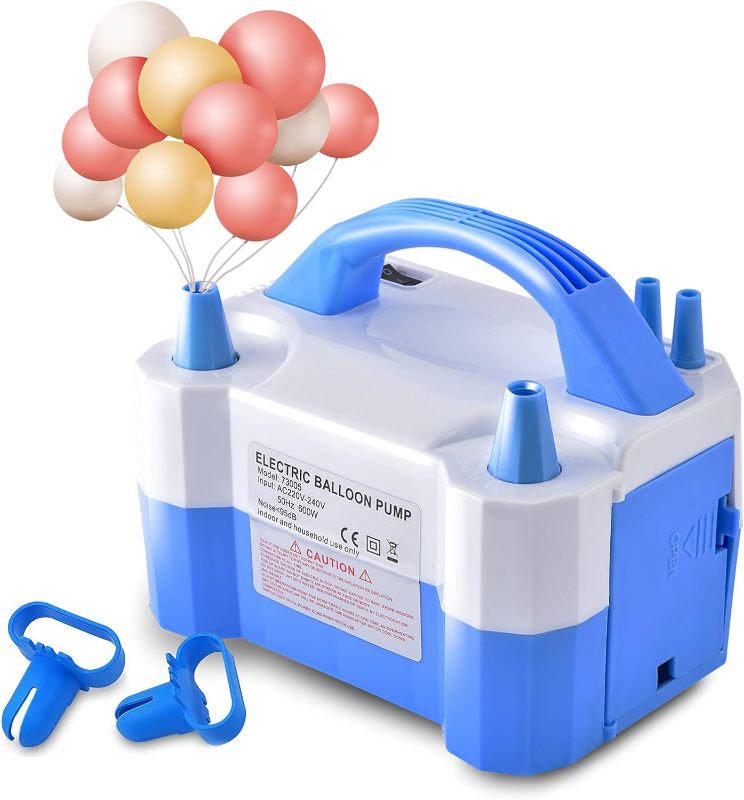 Photo 1 of YIKEDA Electric Air Balloon Pump, Portable Dual Nozzle Electric Balloon Inflator/Blower for Party Decoration,Used to Quickly Fill Balloons - 110V 600W [Blue]
