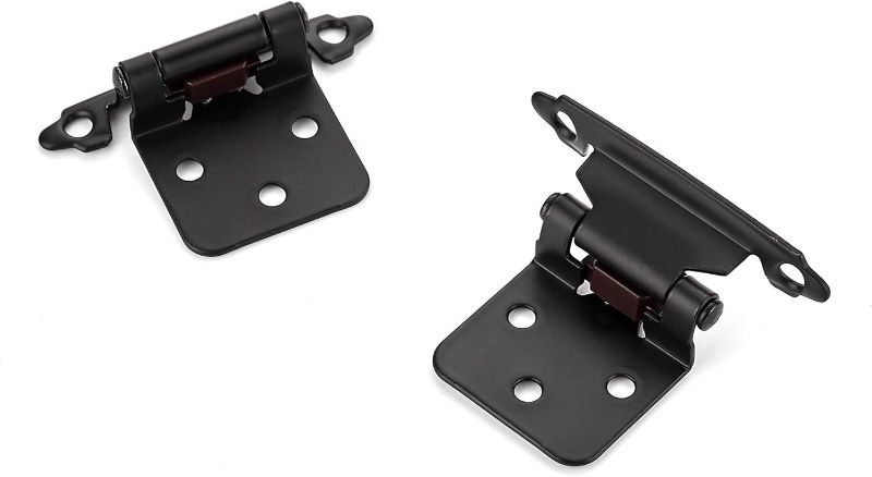 Photo 1 of Ravinte 2 Pack 1 Pair 1/2'' Overlay Cabinet Hinges Black Semi-Concealed Cupboard Hinges Face Mount Cabinet Hardware Self-Closing Decorative Kitchen Cabinet Hinges with Door Bumpers
