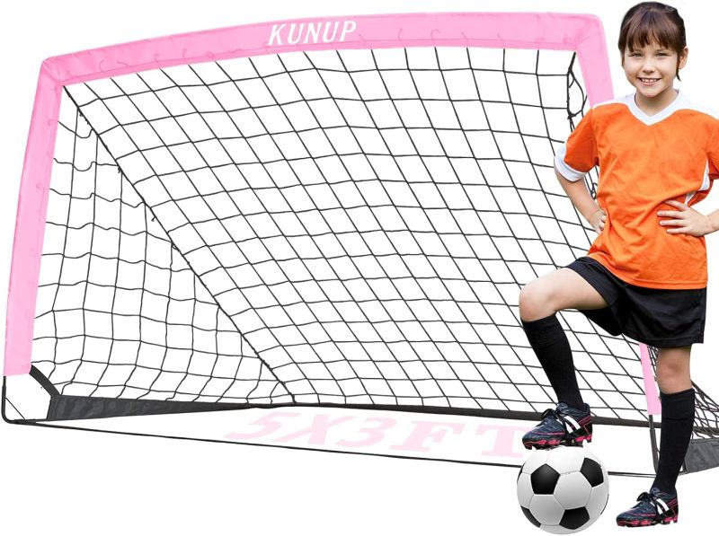 Photo 1 of KUNUP -  Kid Soccer Goal for Backyard Large Portable Soccer Net for Backyard Folding Soccer Goal Practice Net with Carrying Bag for Outdoor Indoor
