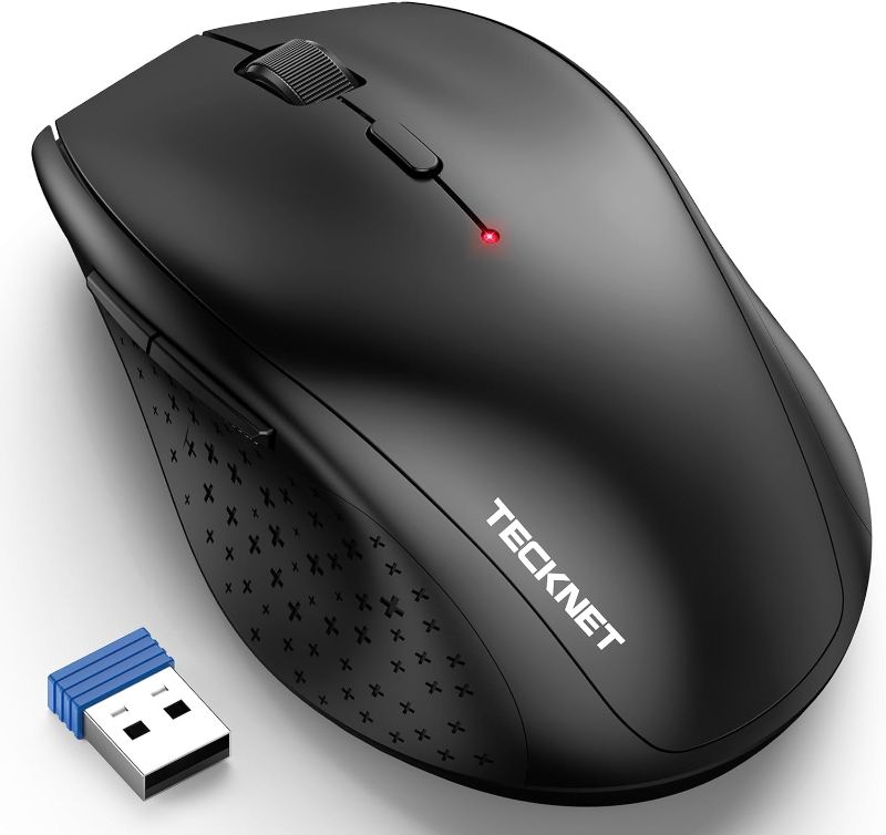 Photo 1 of TECKNET Wireless Mouse, 2.4G USB Computer Mouse with 6-Level Adjustable 3200 DPI, 30 Months Battery, Ergonomic Grips, 6 Buttons Portable for PC, Chromebook, Mac - Black
