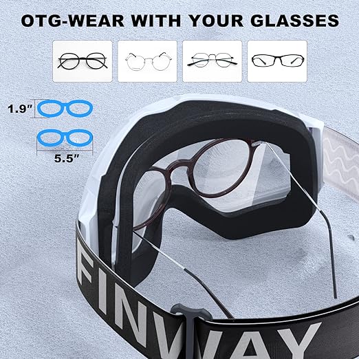 Photo 2 of FINDWAY - Ski Goggles OTG - Over Glasses Snow/Snowboard Goggles for Men, Women & Youth - 100% UV Protection
